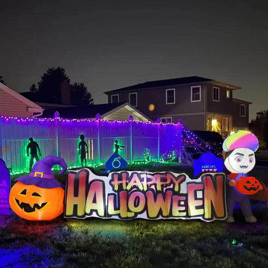 11.5 FT Happy Halloween Inflatables Outdoor Decorations Vampire with Pumpkin Halloween Blow up Yard Decorations Long with LED Lights Holiday for Halloween Party Yard Garden Lawn
