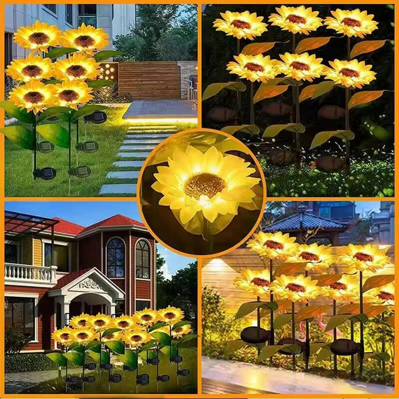 Brighten Your Outdoors with Eco-Friendly LED Solar Sunflower Lights - Waterproof & Easy to Install for Garden and Patio Décor!.