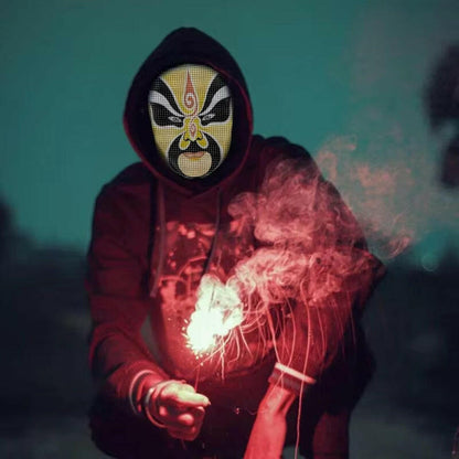 Bluetooth LED Face Mask – Programmable Light-Up Carnival Mask with App & Gesture Control for Halloween & Cosplay