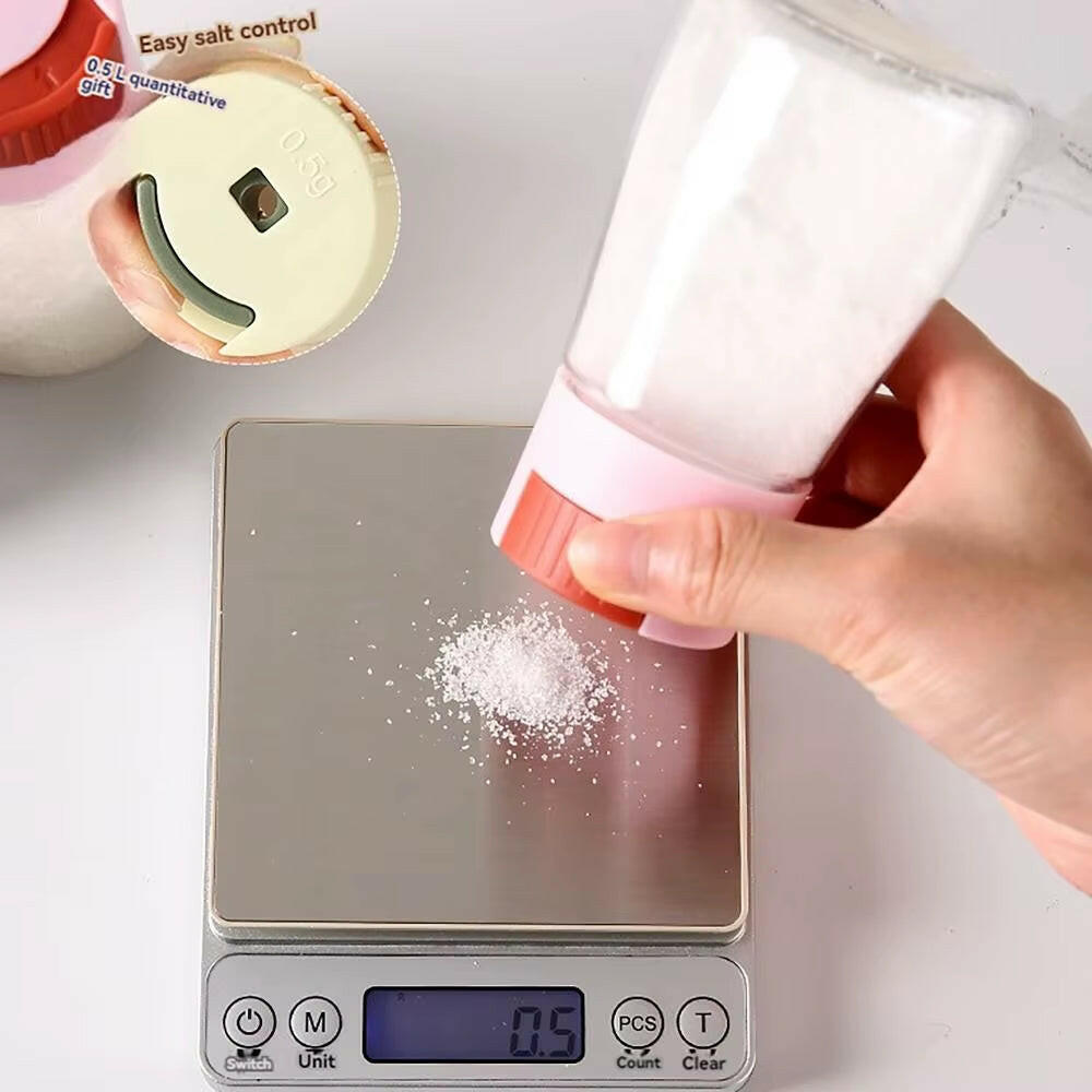 Dustproof 0.5G Press Type Seasoning Container - The Ultimate Salt Dispenser for a Tidy Kitchen!.