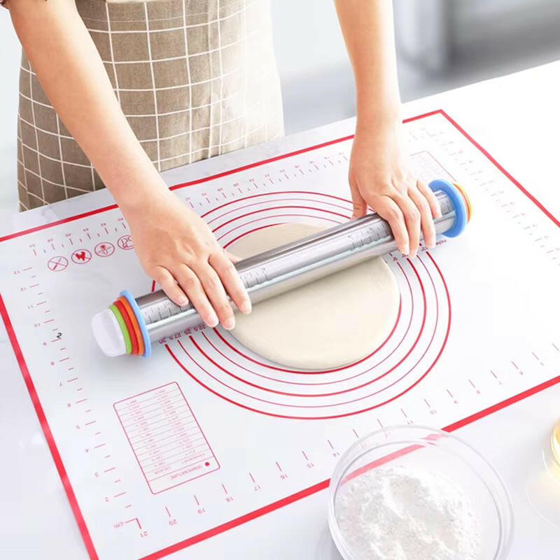 43cm Stainless Steel Rolling Pin – Adjustable, Non-Stick & Precision Baking.