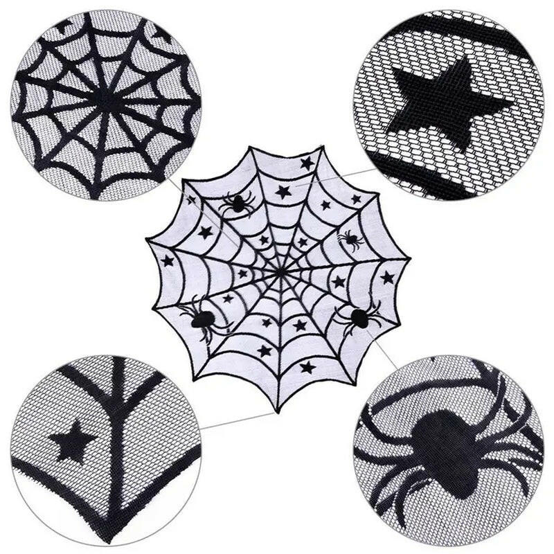 2025 Black Lace Spider Web Table Runner – Gothic Halloween Mantel Cover & Party Decor Accent (1pc)
