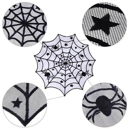 2025 Black Lace Spider Web Table Runner – Gothic Halloween Mantel Cover & Party Decor Accent (1pc)