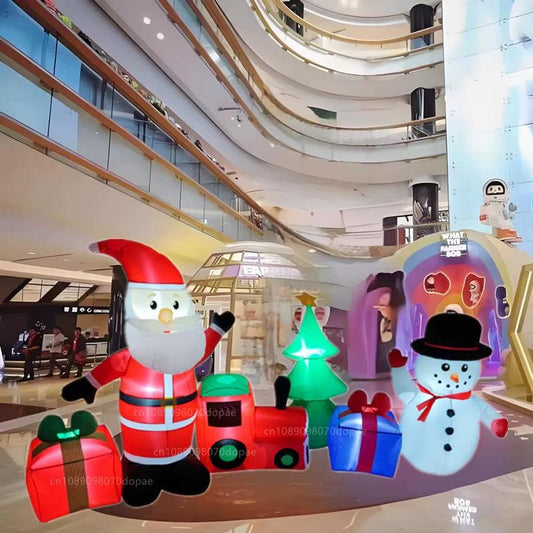 9FT Inflatable Christmas Train – Santa, Snowman & Tree Gift Combo with LED Lights - Holiday ShowStopper.