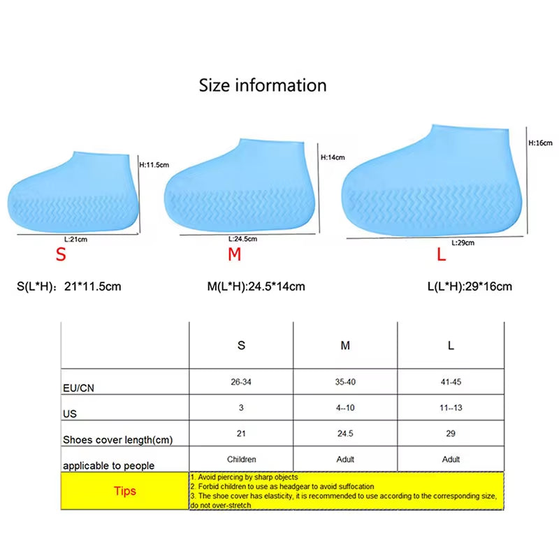 Waterproof silicone shoe covers with anti-slip grip, eco-friendly material & universal fit. Lightweight, reusable & perfect for outdoor protection!