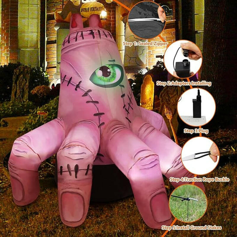 6FT Inflatable Halloween Giant Hand – LED Blow-Up Decoration for Garden, Lawn, and Indoor Displays
