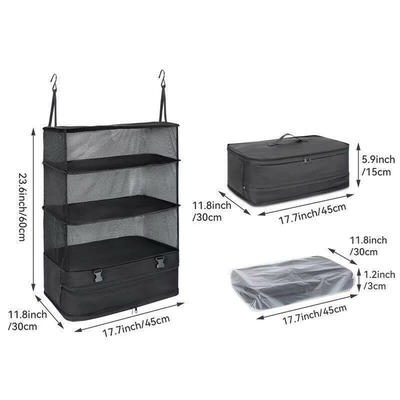 Durable Black Hanging Clothes Storage Bag - Space-Saving Solution for Travel, Home Organization & Business Trips!.