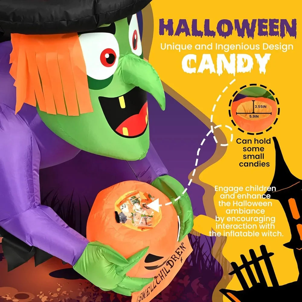 4FT Halloween Inflatable Witch Breaking Through Window