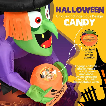 4FT Halloween Inflatable Witch Breaking Through Window