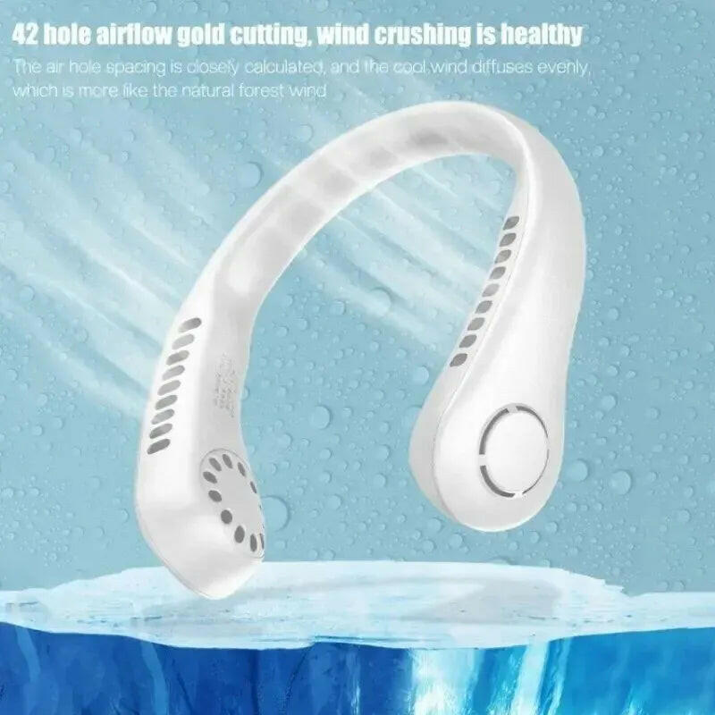 2025  Neck-Mounted Bladeless Fan - Portable Rechargeable Air Cooler with 3 Speed Settings for Outdoor Sports.