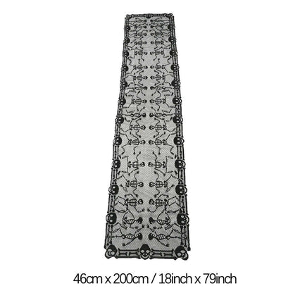 2025 Black Lace Spider Web Table Runner – Gothic Halloween Mantel Cover & Party Decor Accent (1pc)