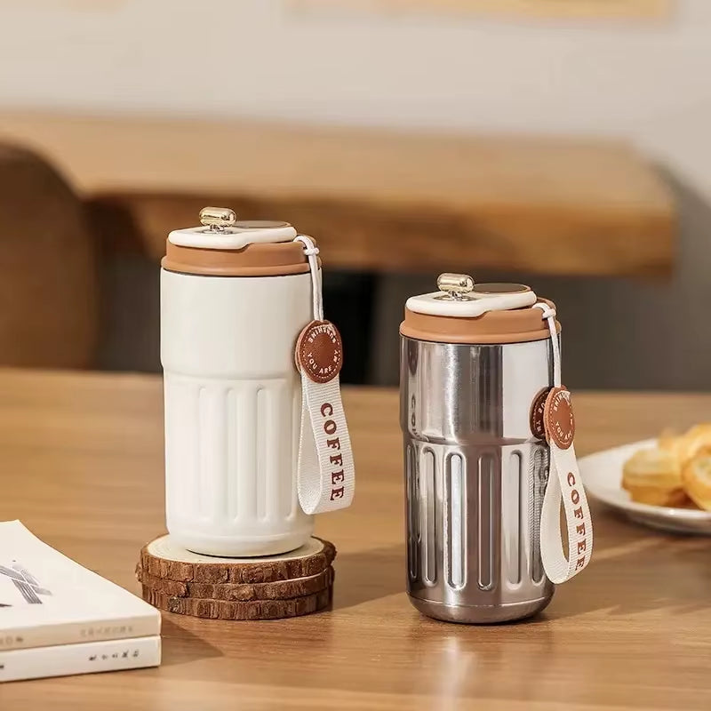 Smart LED insulated cup with temperature display. Stainless steel, car-mounted & eco-friendly. Keeps drinks hot or cold for hours. Brilliant for on the go!
