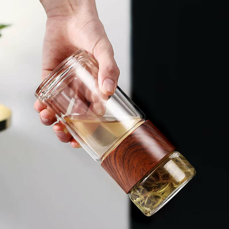 Glass Water Bottle with Infuser & Case - Eco-Friendly, Insulated, Perfect for Tea & Fruit Infusions!.
