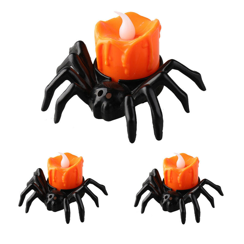 2025 Spider Candlestick LED Ornament – Battery-Powered Halloween Table Light for Parties & Haunted Decor (7×8.5×5cm)