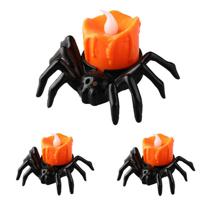 2025 Spider Candlestick LED Ornament – Battery-Powered Halloween Table Light for Parties & Haunted Decor (7×8.5×5cm)