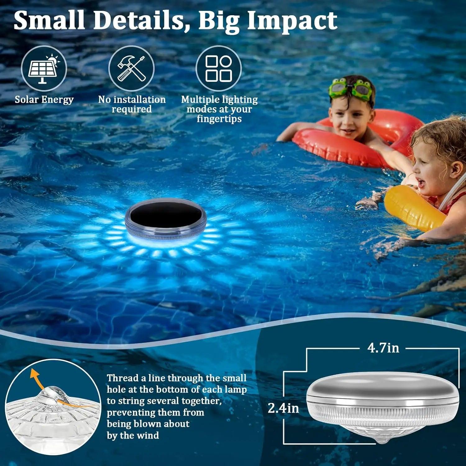 Solar Floating Pool Lights – RGB Color‑Changing, Waterproof & Remote‑Controlled.