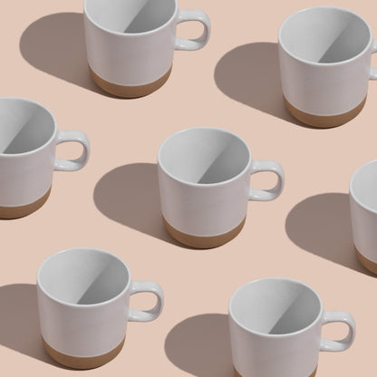 Ceramic Coffee Mug White Speckled Stoneware 355ml