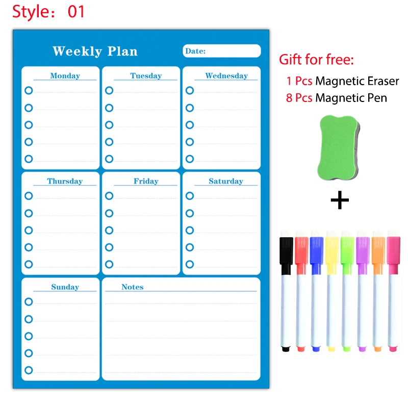 A3 Magnetic Fridge Planner – Monthly & Weekly Dry Erase Calendar with Free Marker Pens (297×420mm)