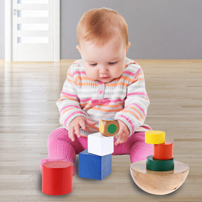 Wooden hemisphere balance puzzle toy for kids aged 3+, multicolor, lightweight, and educational.