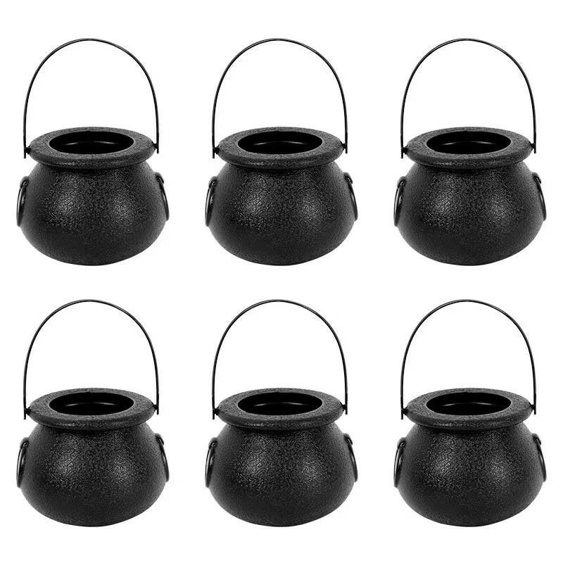 6-Pack Mini Halloween Cauldron Buckets – Witch & Skeleton Candy Holders for Kids’ Trick-or-Treat Fun