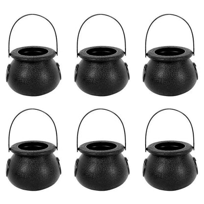 6-Pack Mini Halloween Cauldron Buckets – Witch & Skeleton Candy Holders for Kids’ Trick-or-Treat Fun