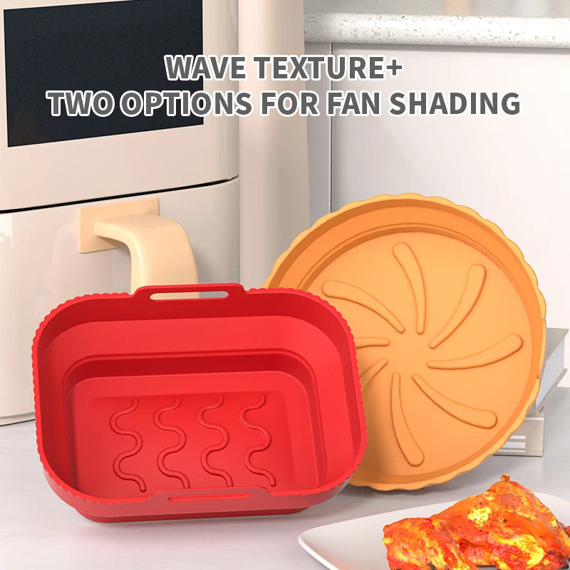 2025 Foldable Silicone Air Fryer Basket – Reusable Square Baking Mold for 20cm/22cm Air Fryers, Oven & Freezer Safe