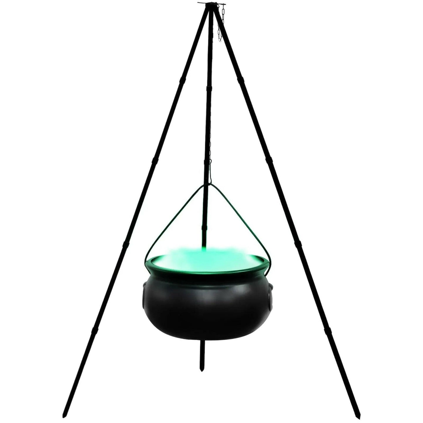 Hanging Witch Cauldron Candy Bucket with Tripod – Light-Up Halloween Prop for Indoor & Outdoor Decor