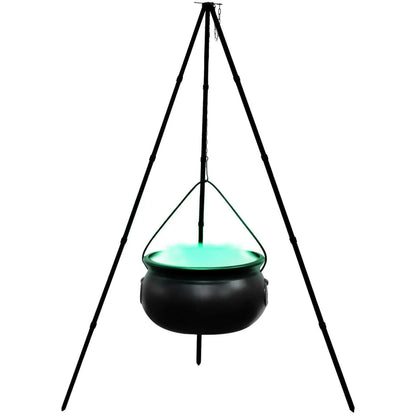 Hanging Witch Cauldron Candy Bucket with Tripod – Light-Up Halloween Prop for Indoor & Outdoor Decor