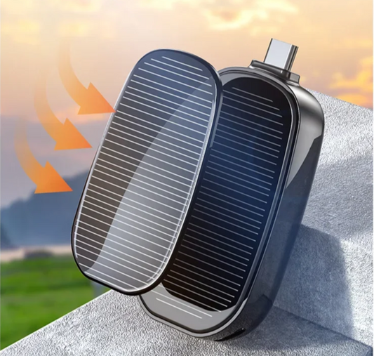 Solar Mini Power Bank Key Ring Portable Charger for Outdoor Camping External Battery Emergent Phone Power Bank 1200Mah
