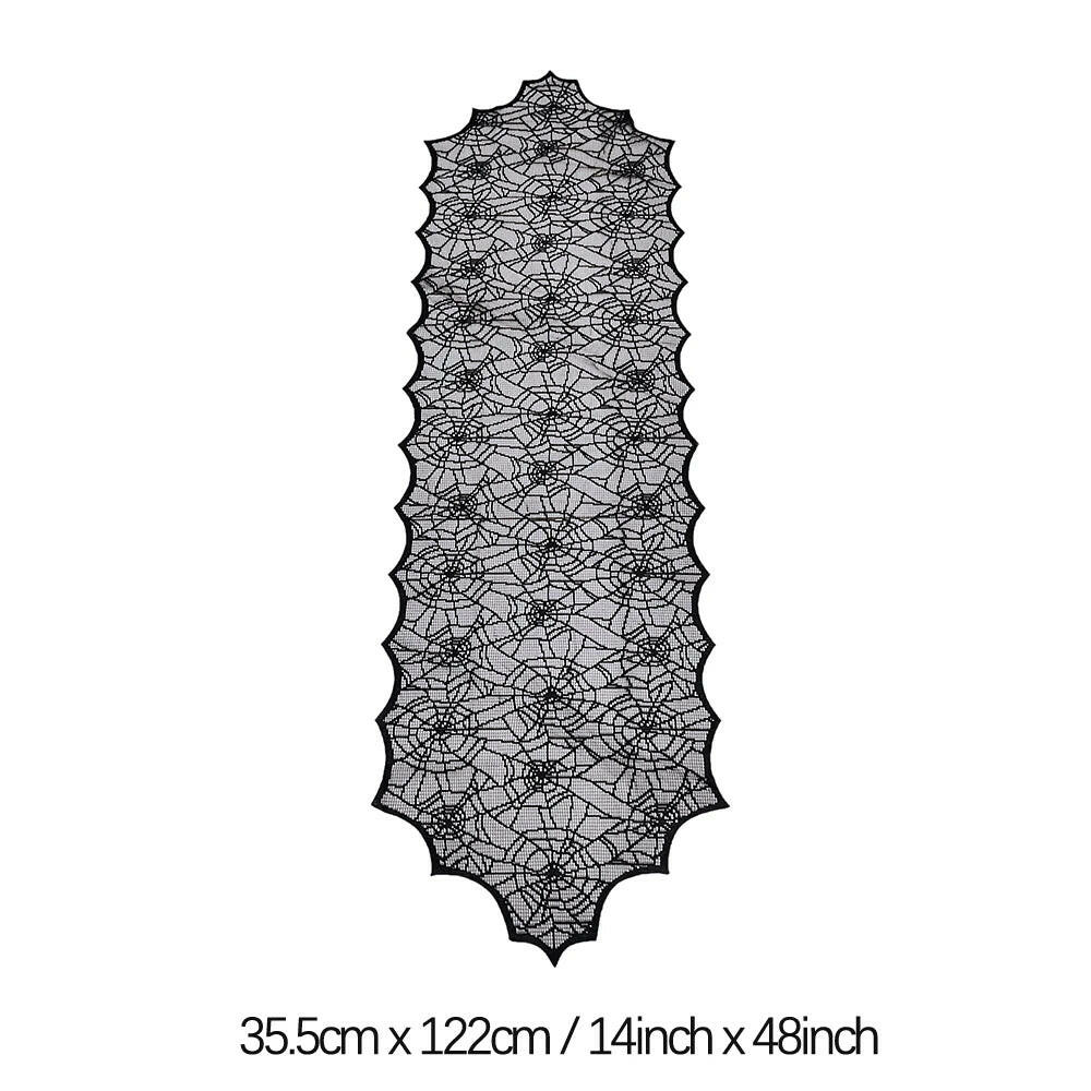 2025 Black Lace Spider Web Table Runner – Gothic Halloween Mantel Cover & Party Decor Accent (1pc)