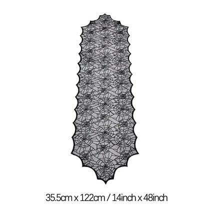 2025 Black Lace Spider Web Table Runner – Gothic Halloween Mantel Cover & Party Decor Accent (1pc)