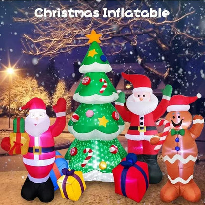 Christmas Inflatable  Decorations – LED-Lit Outdoor / Indoor Ornaments Featuring Santa, Snowmen, Trees, Bears & Gingerbread Characters.