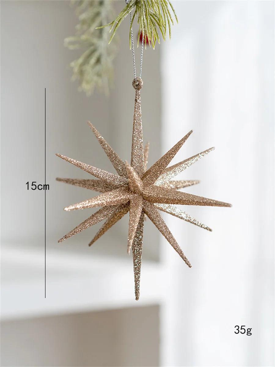 Exploding Star Christmas Tree Topper – Champagne & White Accent.