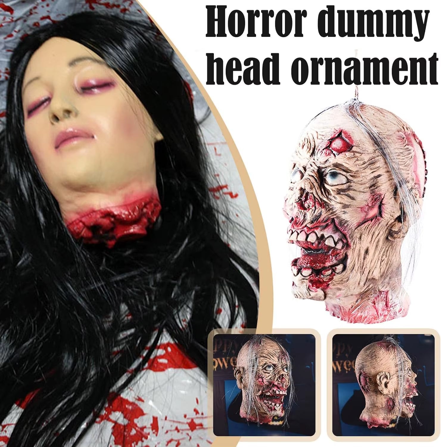 Realistic Halloween Severed Head Prop – Scary Dummy for Haunted House & Zombie Party Decor