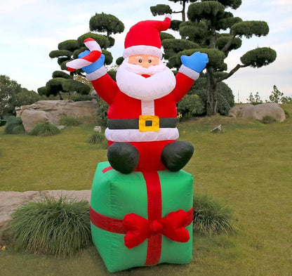 6FT Inflatable Waving Santa with North Pole Sign – LED‑Lit Holiday Yard Decoration.