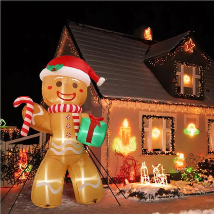 Get into the holiday spirit with our 8FT Gingerbread Man Inflatable! Perfect for your yard, complete with LED lights and a festive gift pack! 🎄✨ #ChristmasDecor #HolidayVibes.