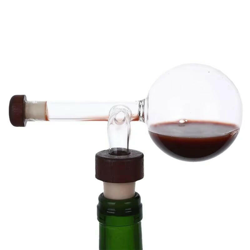 Elegant Red Wine Aerator & Pourer - Portable Round & Flask Shaped Glass Decanter Spout.