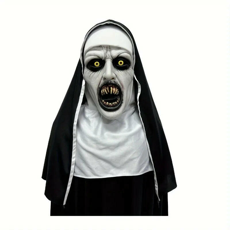 Frightening Nun Latex Mask – Realistic Full Head Horror Costume Prop for Halloween & Cosplay Events