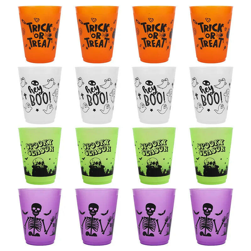 Halloween Skull Party Cups – 8 to 24PCS Plastic Boo Juice & Cocktail Cups for Spooky Table Décor