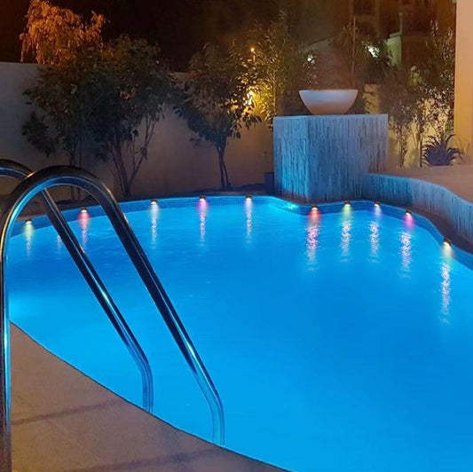 Vibrant Color Changing Solar Pool & Deck Lights - Waterproof LED for Pools,  Decks, Stairs, Fences, Yards & Patios - Perfect Outdoor Decor & Solar Pool Lamp