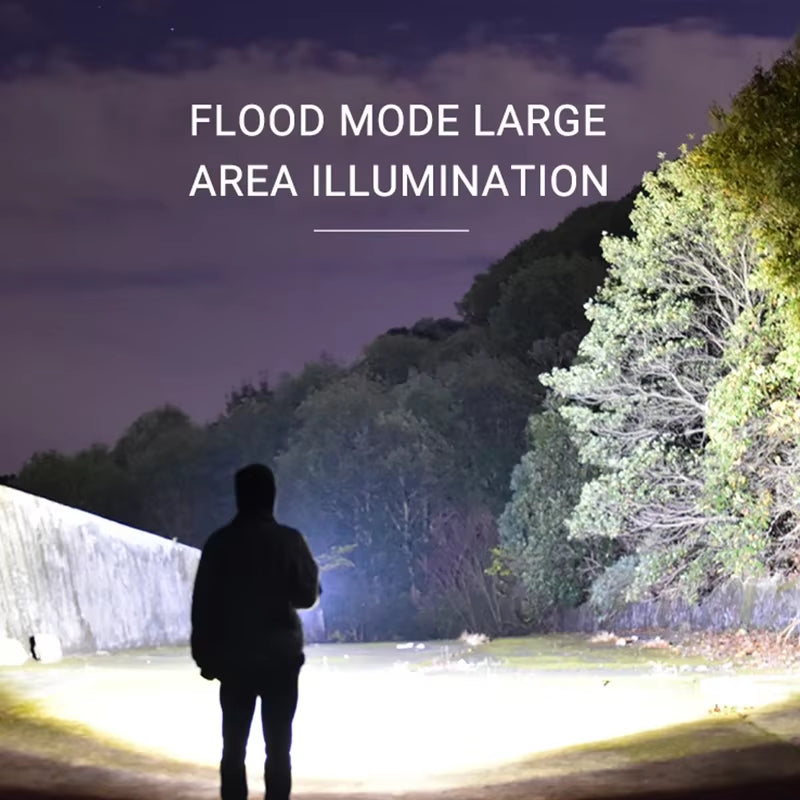 Most Powerful XHP70 LED Flashlight with Tail Warm Light USB Rechargeable Long Range Zoom Torch Outdoor Camping Emergency Lantern