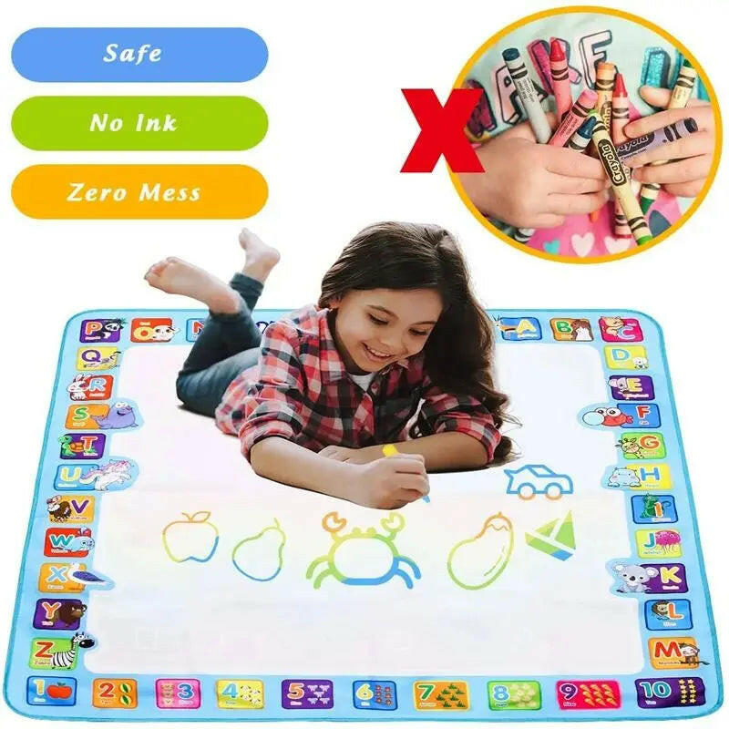 Magic Water Drawing Mat - Reusable Coloring Doodle Board with Pens for Kids - Montessori Educational Toy.