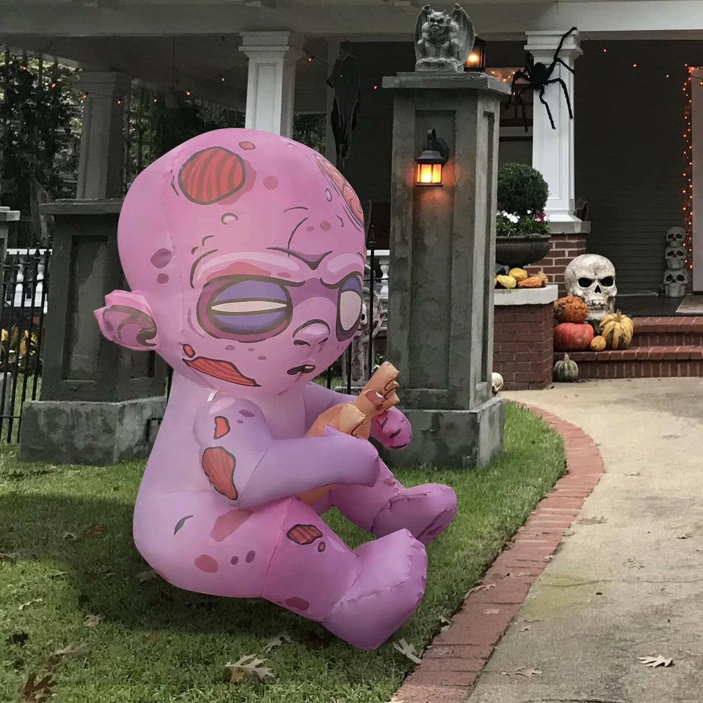 3FT Inflatable Halloween Zombie Baby – LED Blow-Up Decoration for Garden, Lawn, and Indoor Party Displays