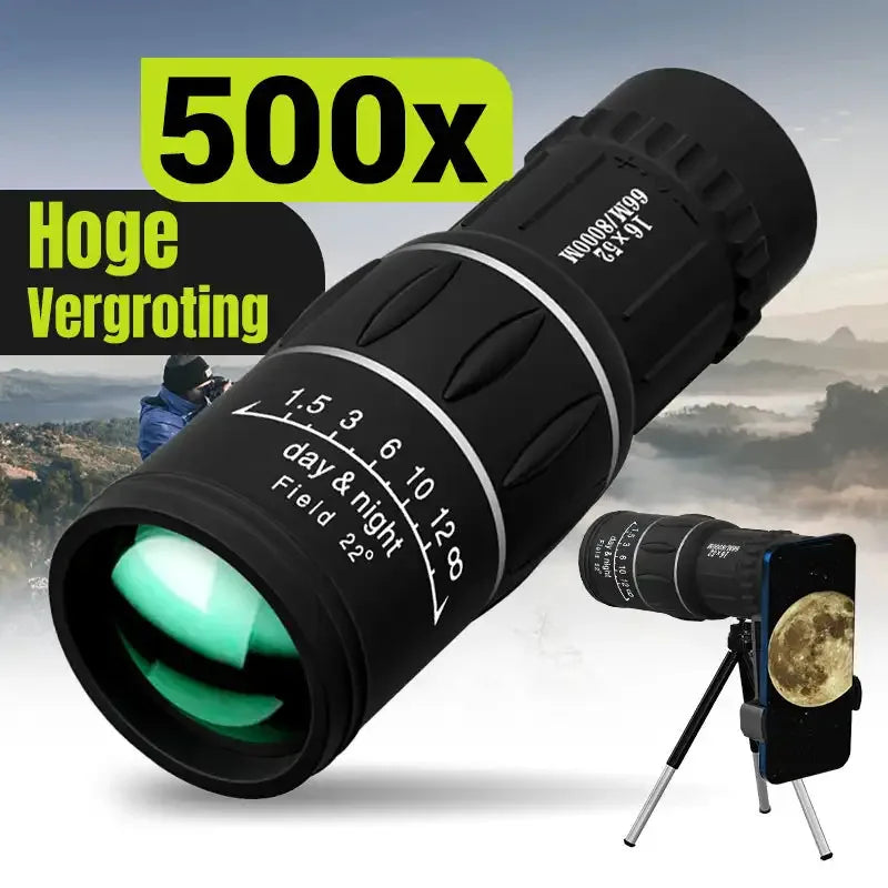 High-Power 16X52 Monocular Telescope with Dual Focus and Night Vision - Perfect for Long-Range Viewing!