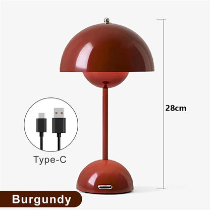 Mushroom Touch Lamp – Rechargeable LED Table Light for Bedroom & Dining.
