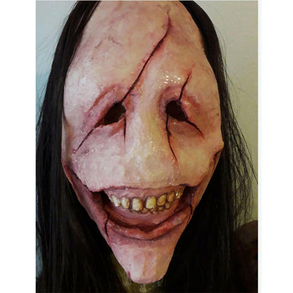 Scared Demon Latex Mask – Haired Horror Prop for Halloween Cosplay & Themed Parties
