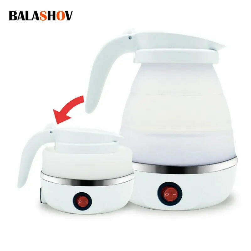 Foldable Portable Electric Teapot Water Heater - 600ML Travel Kettle for Household Use, 220V Kitchen Appliance.