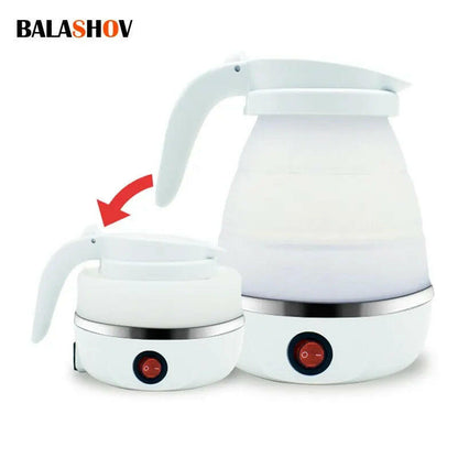 Foldable Portable Electric Teapot Water Heater - 600ML Travel Kettle for Household Use, 220V Kitchen Appliance.