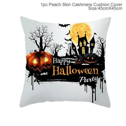 Halloween Cushion Covers – Cartoon Pumpkin, Bat & Ghost Design for Spooky Seasonal Decor