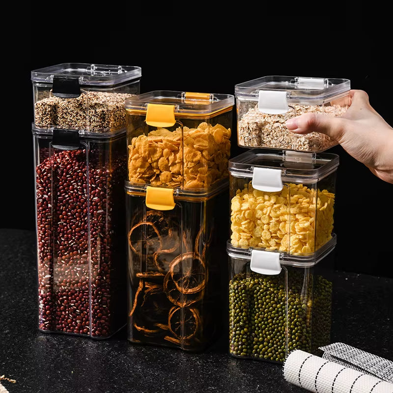  Airtight Transparent Plastic Food Containers with Lid  700ML 1300ML